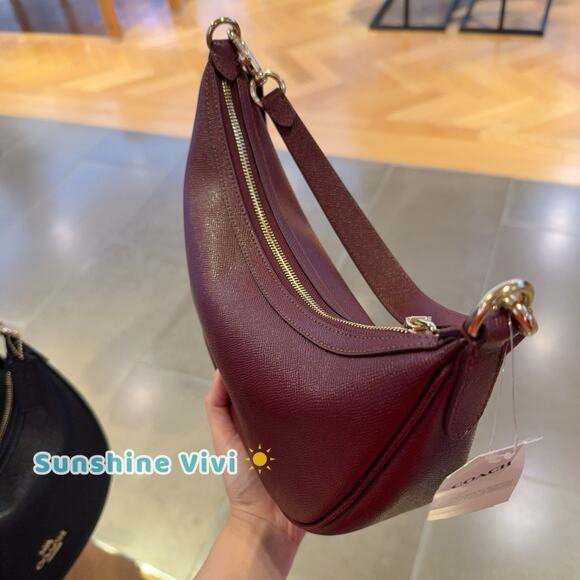 NWT Coach Aria Shoulder Bag CCL28 Crossgrain leather DARK WINE - Picture 5 of 7